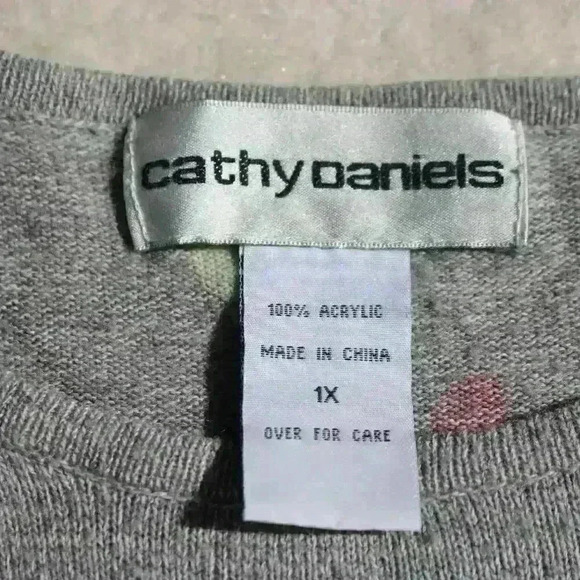 CATHY DANIELS Cropped Floral Print 3/4 Sleeve Relaxed Fit Blouse Top Women 1X - Picture 4 of 8